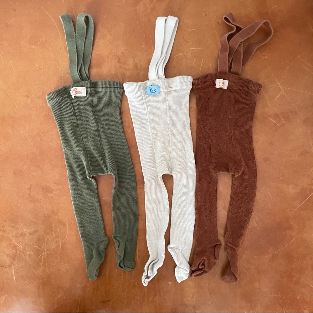 Silly Silas Footed Suspender Tights - Green, Cream, Brown